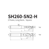 G-SH260-SN2-H 2 Flutes, Long Neck,Square - Big-tools Industrial Supply Tools for Metal Cutting